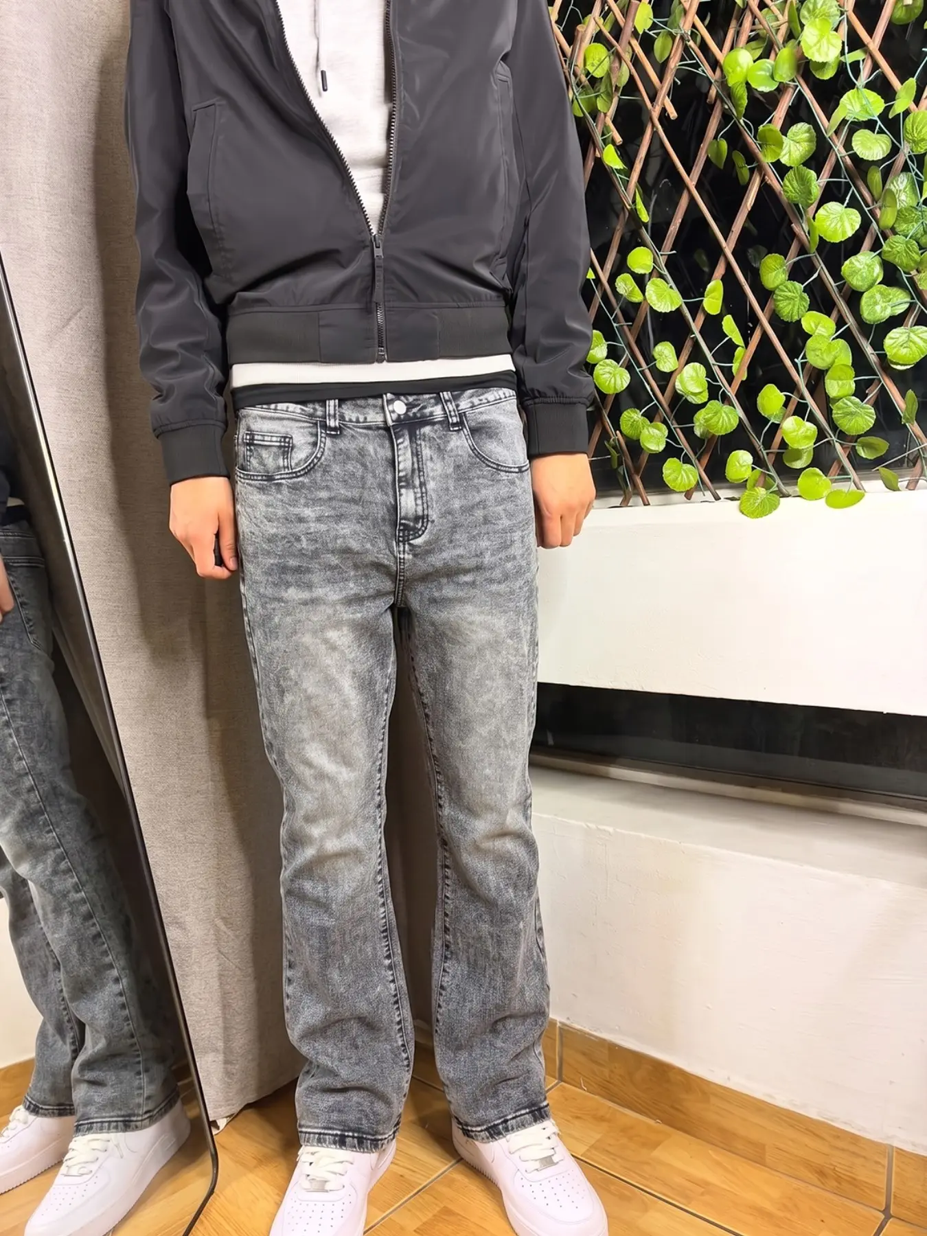 Vintage Light Blue Washed Jeans, Distressed Frayed Hem Flare Pants, Slim-Fit Street Style, All-Seasons Versatility, Men's Fashion