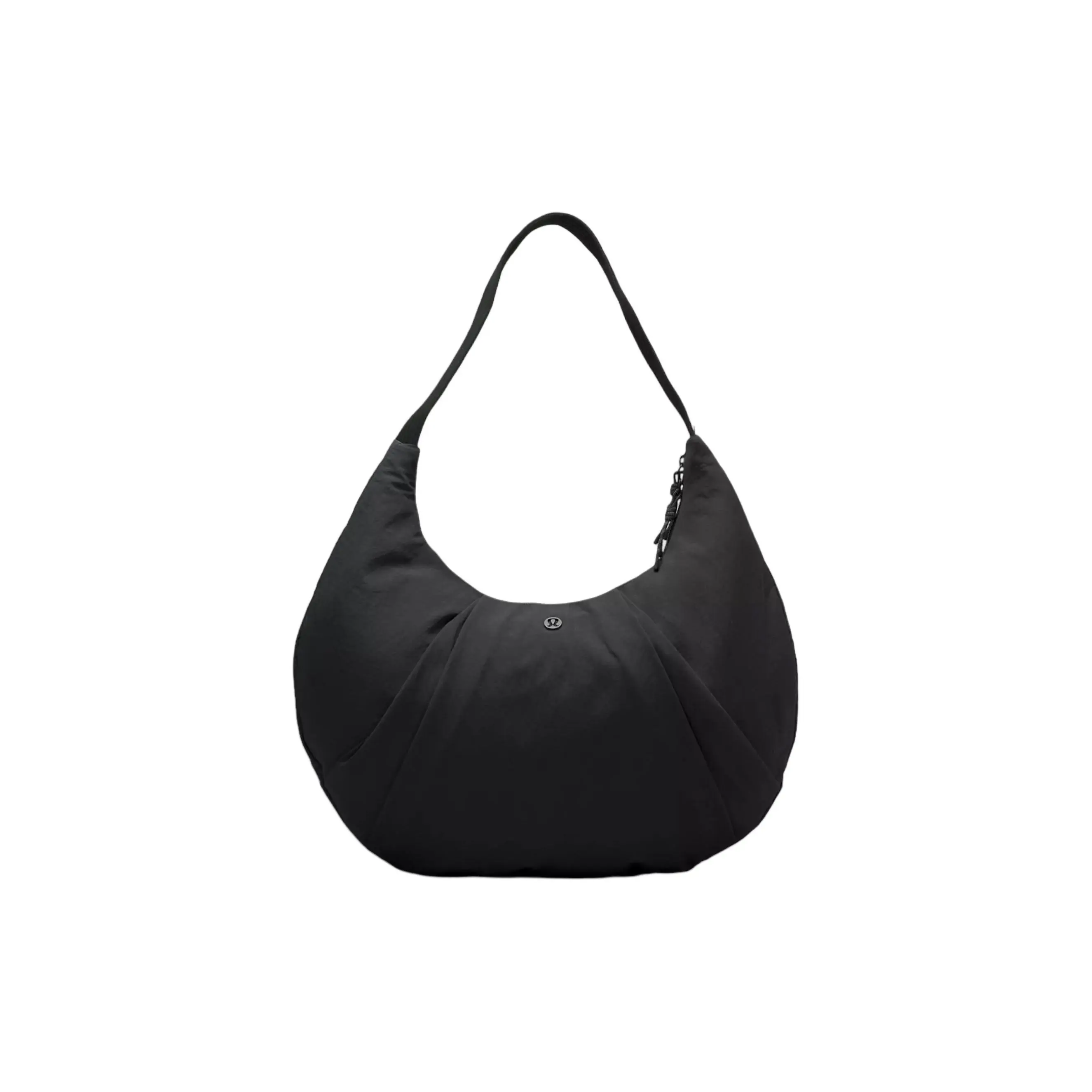 Lululemon Pleated 10L Croissant Crossbody Bag for Men and Women – Recycled Nylon, Logo Zip Closure, Black