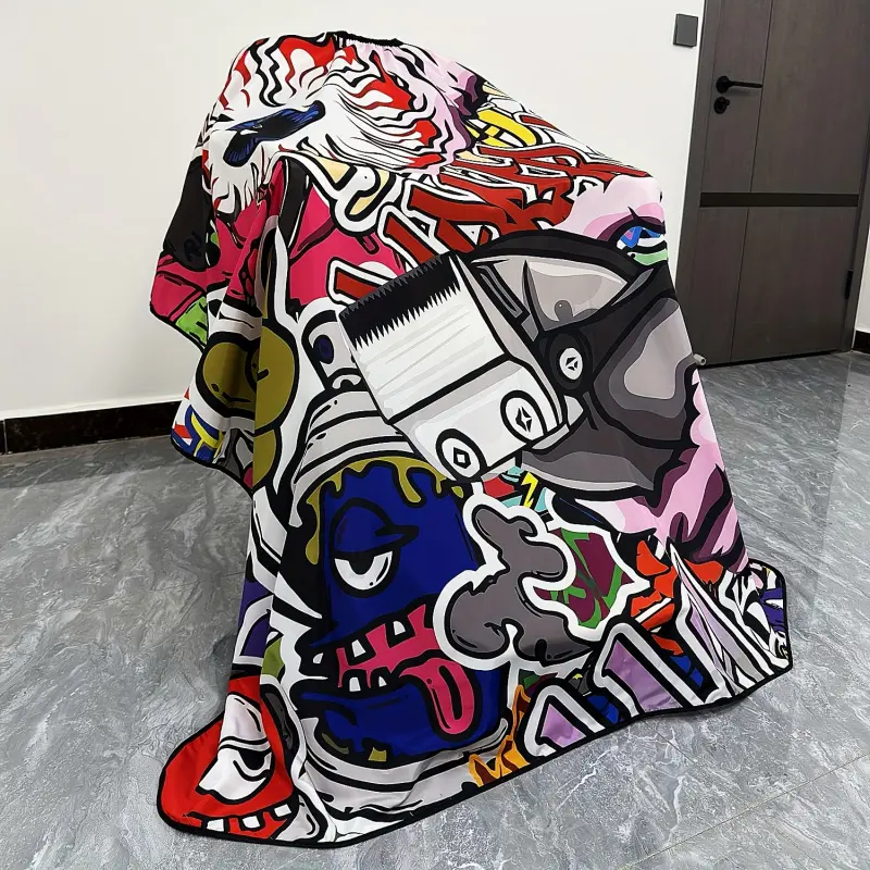 Barber's Artistic Cape Collection - Hair Cutting Cape + Haircut Cape with Fun Styling Graphics, Hairdressing Tools