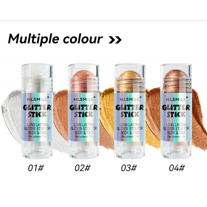 MLSMILE Glitter Stick - Multi-Use Highlighter for Face & Body, Long-Lasting Moisturizing Formula, 4 Color Options, Viral Luminous Makeup Bronzer Blend, 11g - 01# - Cosmetic