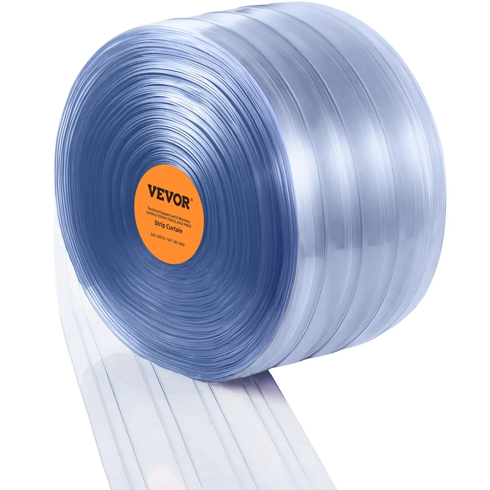 VEVOR Strip Curtain, 150' Length, 8" Width, 0.08" Thickness, Clear Ribbed Plastic Door Strips, PVC Curtain Strip Door Bulk Roll for Warehouses, Factories, Supermarkets, Shopping Malls, Halls, Garages