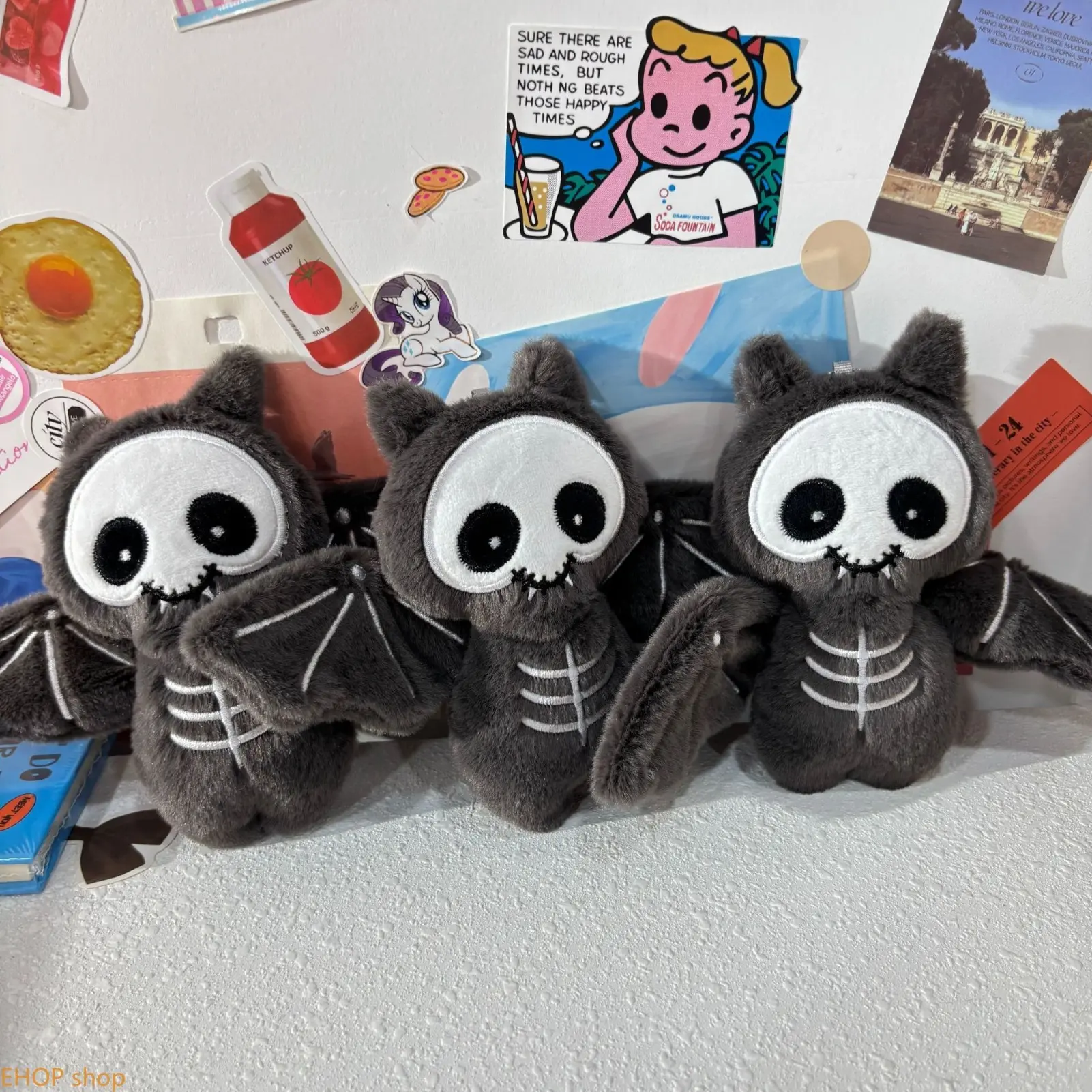 1/2/3-Piece Plain Halloween Cartoon Demon Bat Plush Keychain, Cute Soft Stuffed Doll, Halloween Decorations, Bag Accessories for Backpack Hanging Pendant Holiday Gift