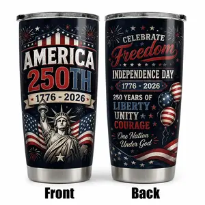 America 250th 20oz Tumbler with Lid,July 4th Independence Day Gift,Stainless Steel Insulated Travel Coffee Cup, Patriotic Gift for Dad, Bonus Dad, Husband, Father’s Day