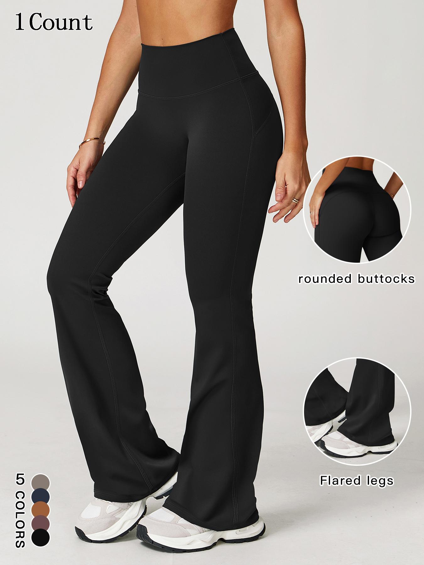 Women's Solid Color Bell Bottom Flare Leg Pants, Casual Comfy Breathable Tight-fitting Yoga Pants, Ladies Bottoms for Indoor Outdoor Wear, Casual Fitted Trousers, Boot Cut Pants