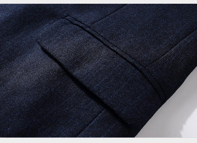 Men's Black Double-Breasted Slim Fit Blazer  Peak Lapel Korean Style Casual Business Suit with Side Vents