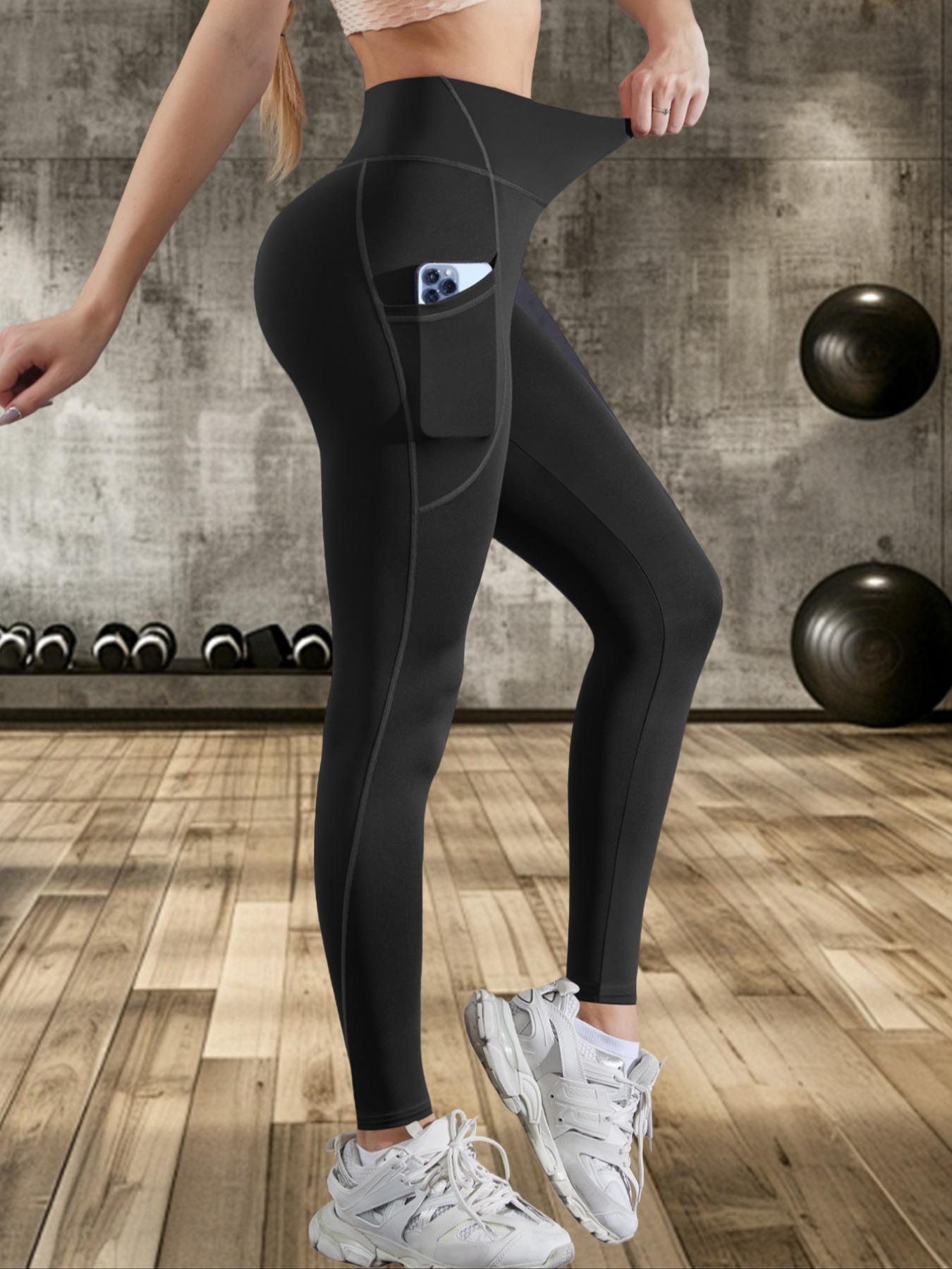 Women's Solid High Waist Sports  Leggings, Casual Comfy Breathable Skinny Pants for Yoga Gym Workout Running, Ladies Sportswear for Summer, Gym Clothing