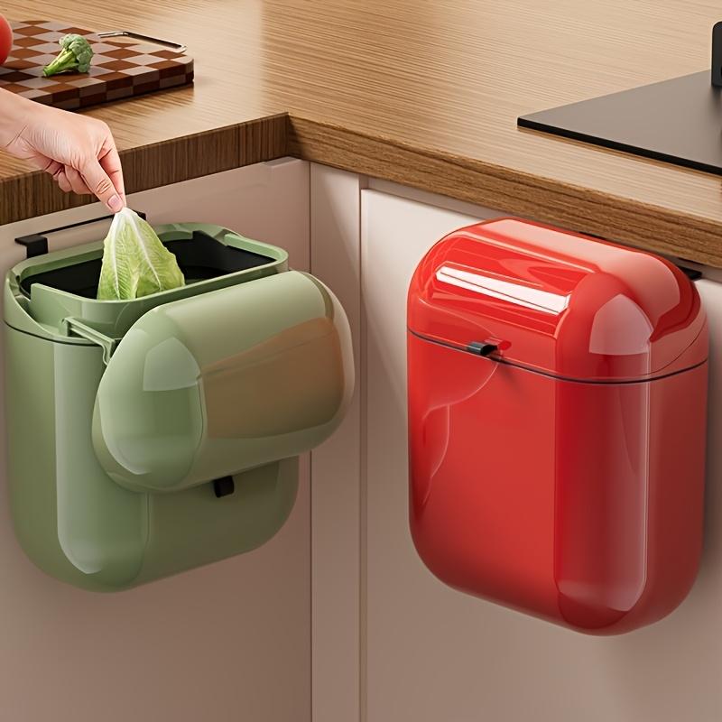 Wall Mounted Trash Can with Dual Lid - Under Sink Hanging Bin, Odor-Control Kitchen Waste Basket, Easy Install, Cute Design