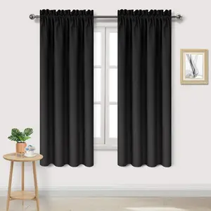 Blackout Curtains – Thermal Insulated, Energy Saving & Noise Reducing Bedroom and Living Room Curtains, Black, W 42x L 63 Inch, Set of 2 Rod Pocket Curtain Panels