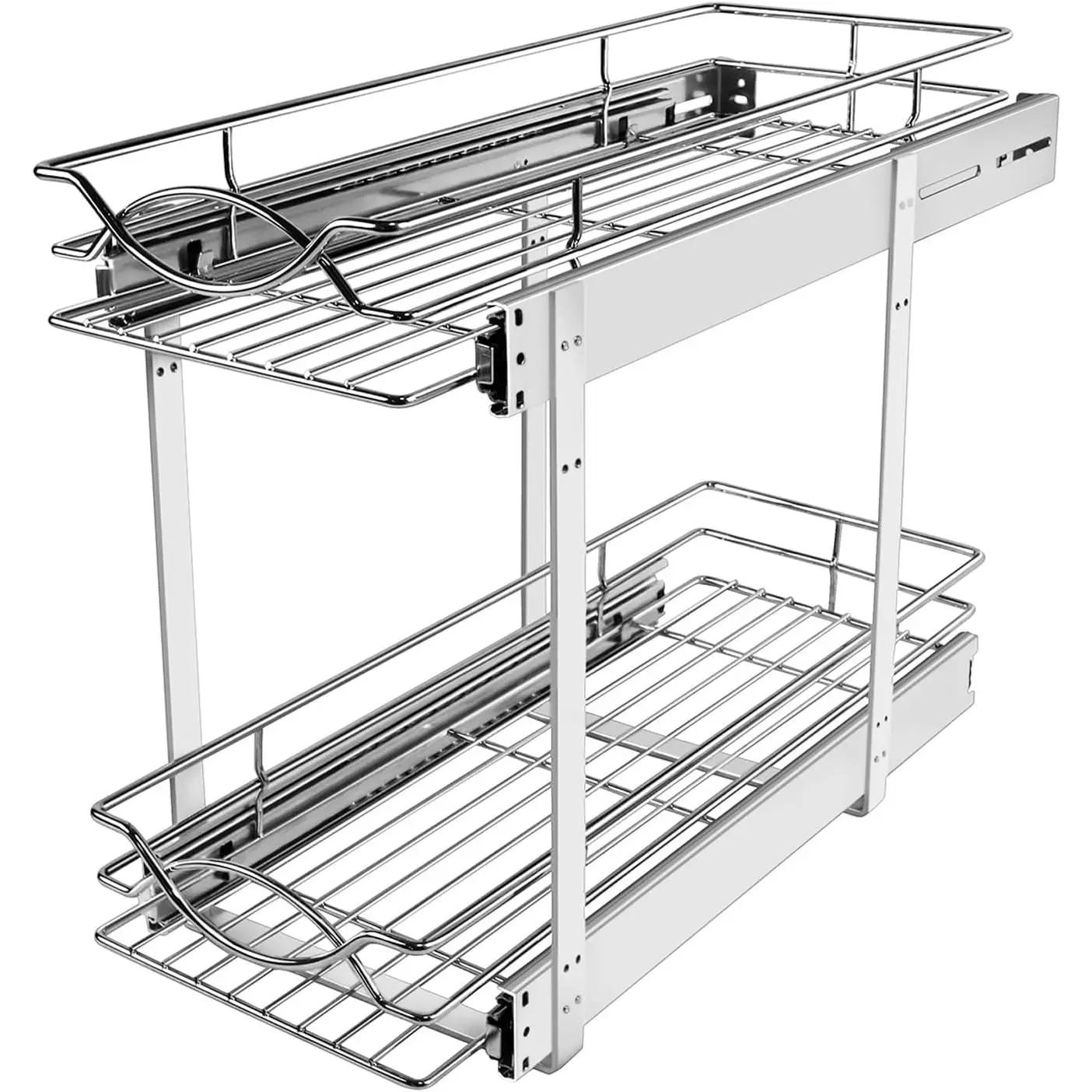 Pull Out Cabinet Organizer 9"W 21"D 2-Tier Slide Out Storage Shelf