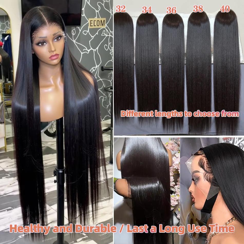 13x6 Bone Straight HD Lace Front Wig Pre Plucked 30 40 50 Inch 13x4 Lace Frontal Brazilian Human Hair Wigs For Women