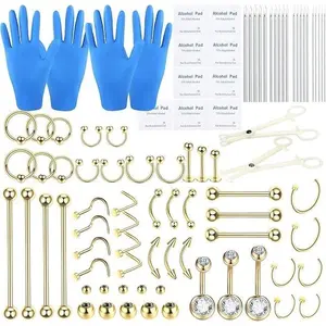 Piercing Kits Stainless Steel 20G 18G 16G 14G 12G Lip Nose Tongue Tragus Cartilage Daith Eyebrow Belly Button Rings Clear Retainer Piercing Jewelry