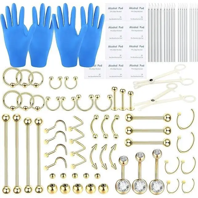 Piercing Kits Stainless Steel 20G 18G 16G 14G 12G Lip Nose Tongue Tragus Cartilage Daith Eyebrow Belly Button Rings Clear Retainer Piercing Jewelry