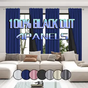 4pcs polyester material laminated curtains, 100% blackout, noise reduction and thermal insulation curtains, pole hanging design, suitable for decoration occasions such as bedrooms, living rooms, offices, kitchens, balconies, etc