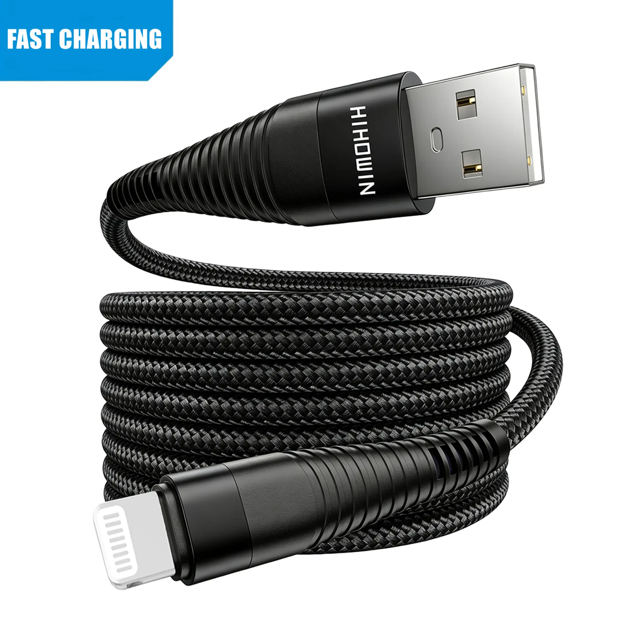 USB to Lightning Cables Safe Fast Charging, Fast Charging Accessory, Nylon Braided, iOS Connector, Durable And Tangle-Free Design，for iPhone Charger Cord for  iPhone USB Cable Compatible with for iPhone 14 13 12 11 Pro Max Plus 8 7 6 iPad and More