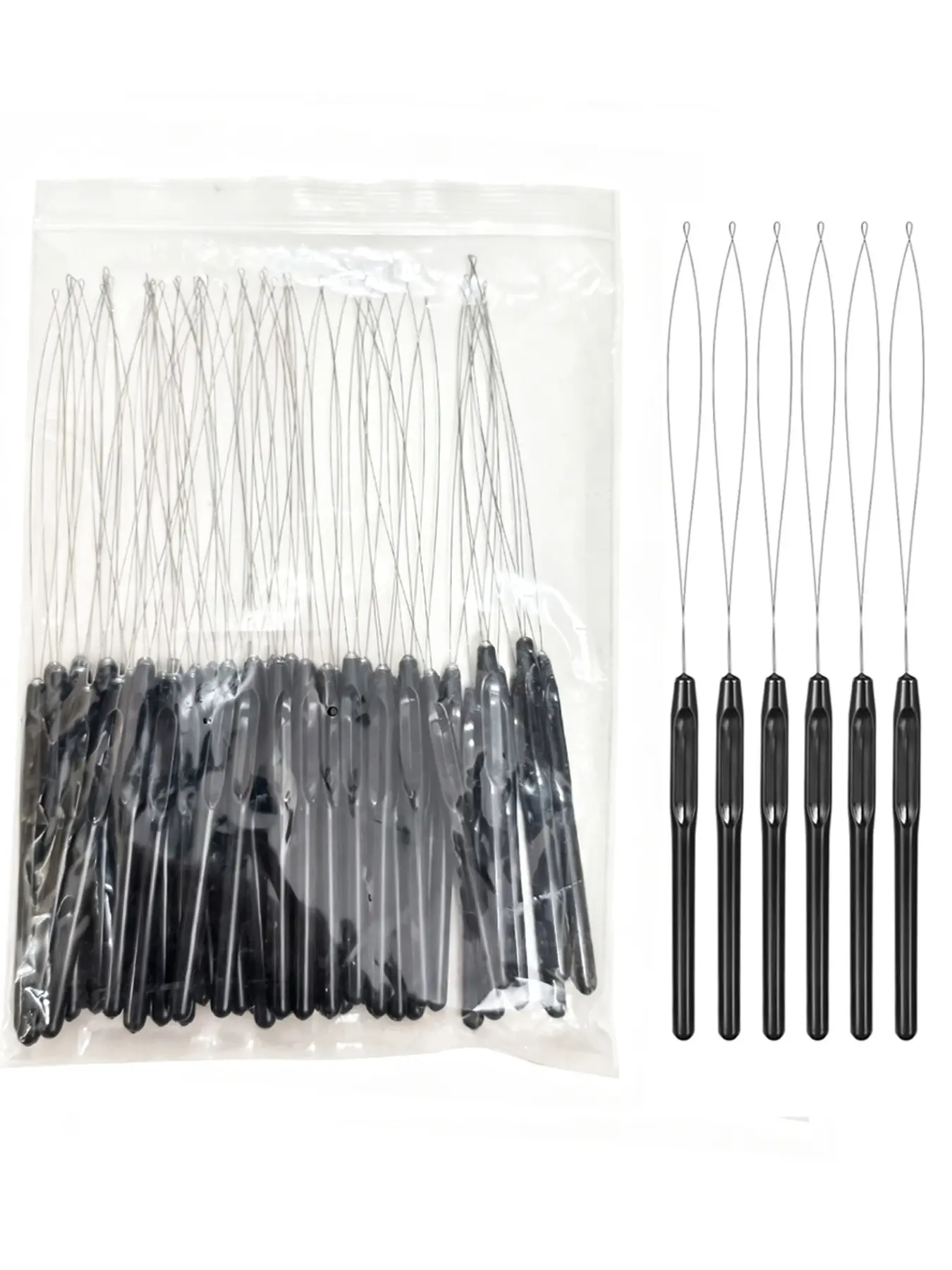 20-100pcs Hair Extension Loop Threader, Bead Hair Extension Tools, Hair Extension Tools, Pulling Hook Tool, Feather Extension Bead Threader
