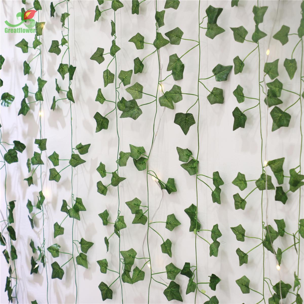 Valentine's Day Wall Hanging Simulation Faux Plastic Vine Ornaments for Room Decor, DIY Spring Green Artificial Leaf Vine, Plastic Simulation Leaves, Decorative Plants for Home Wedding Party Decoration, Fake Indoor Plants