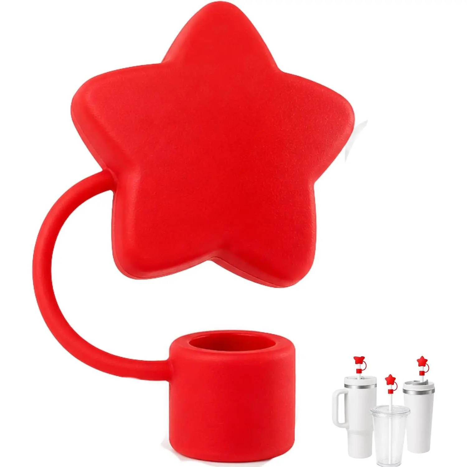 Straw Cover Cap for Cup,  Shape Topper Compatible with 10mm  40&30 Oz Cup,  Tips  Cute Straw Topper for Tumblers Accessories(Red)