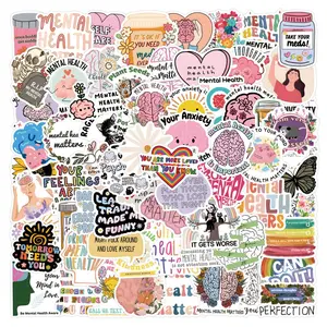 106 Sheets Mental Health Awareness Graffiti Stickers, Waterproof Luggage Cup Stickers, Creative Decorative Adhesives