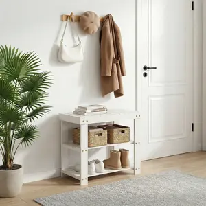 Shoe Rack Bench, 3 Tier Shoe Storage Bench– Multi-Functional Hallway Organizer with Storage and Seating – Modern Furniture