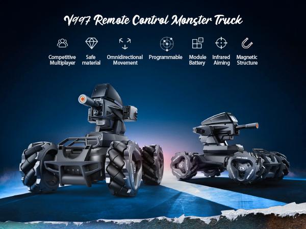 Veeniix V997 RC Storm Monster Truck, RC Car with Programming, 120Mins Play Time, Drift Car, Monster Trucks for Boys Age 14, Educational Toy, for Kids