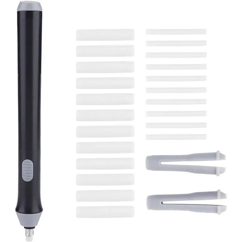 Electric Erasers,  Operated Eraser Automatic Portable Plastic Pen Electric Eraser with 22 Additional Replaceable Rubber Eraser Refills for Graphite Technical Drawing, Art, Sketch (Black)