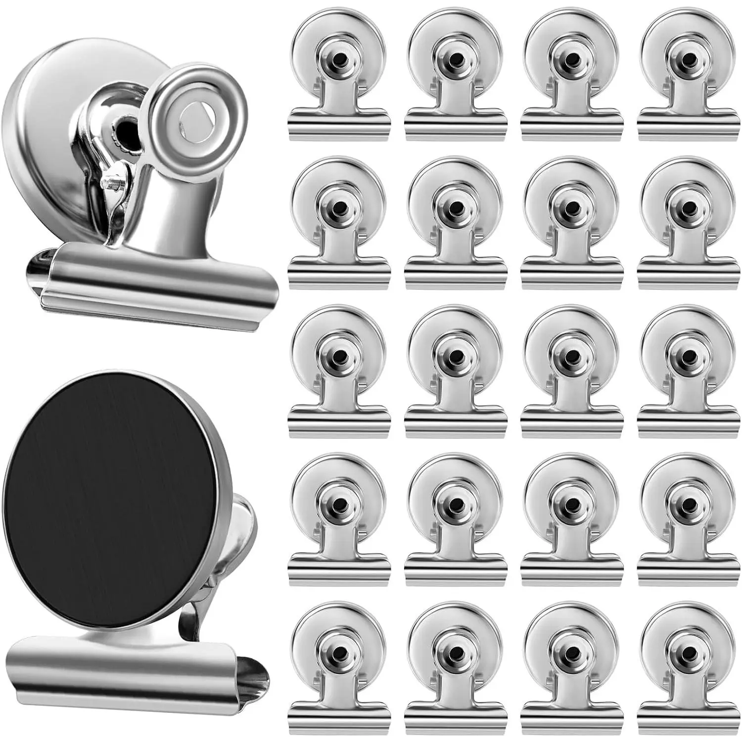 20 Pack Fridge Magnets Refrigerator Magnets, Strong Magnetic Clips Heavy Duty, Magnet Clips for Whiteboard, Magnets for Fridge Locker Office Accessories (Silver)