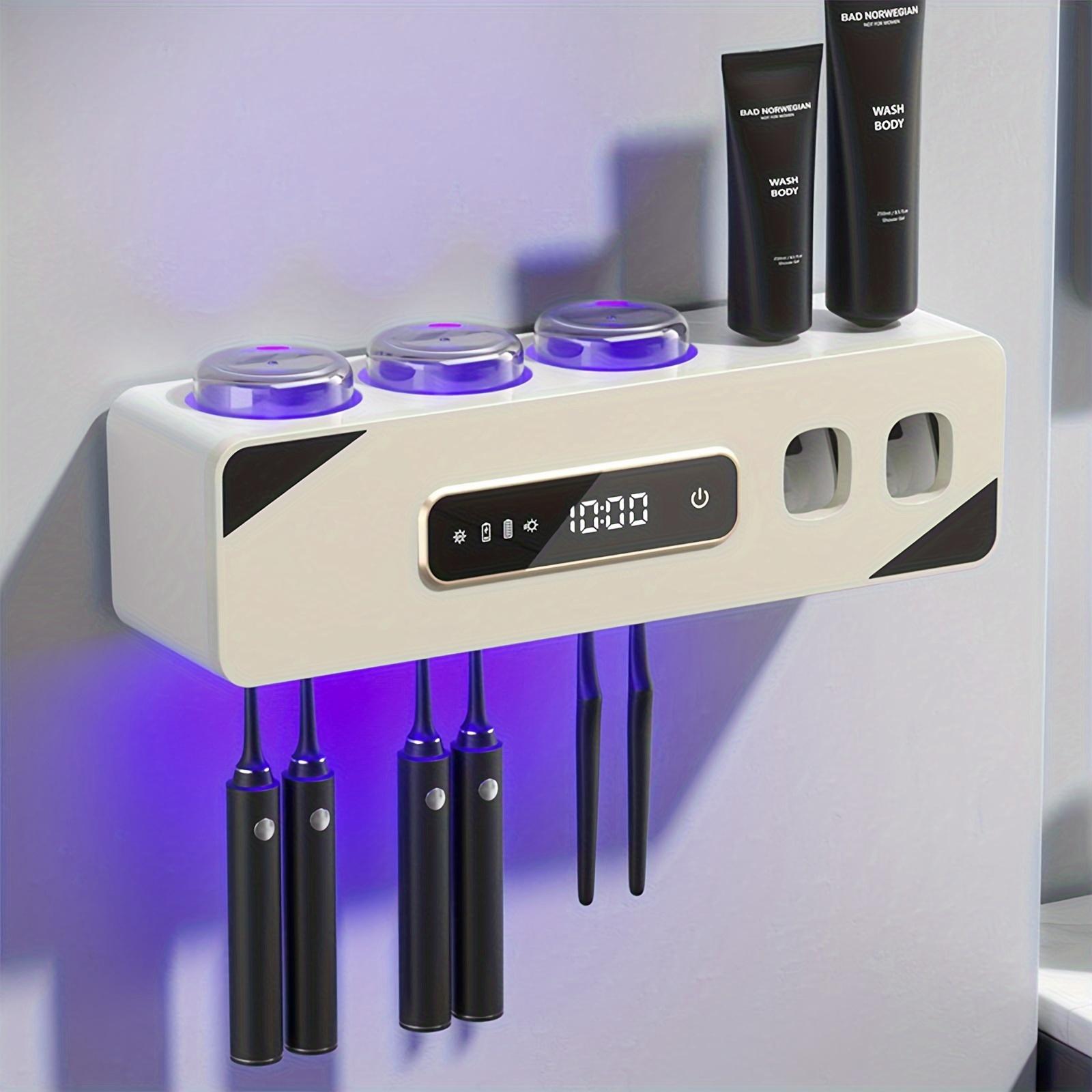 UV Electric Toothbrush Sanitizer Holder with Gargle Cups and Toothpaste Dispenser, Wall-Mounted Toothbrush Holder With Hot Air Drying And Automatic Sterilization, Toothbrush Sanitizer, Toothbrush Storage Rack, Bathroom Accessories