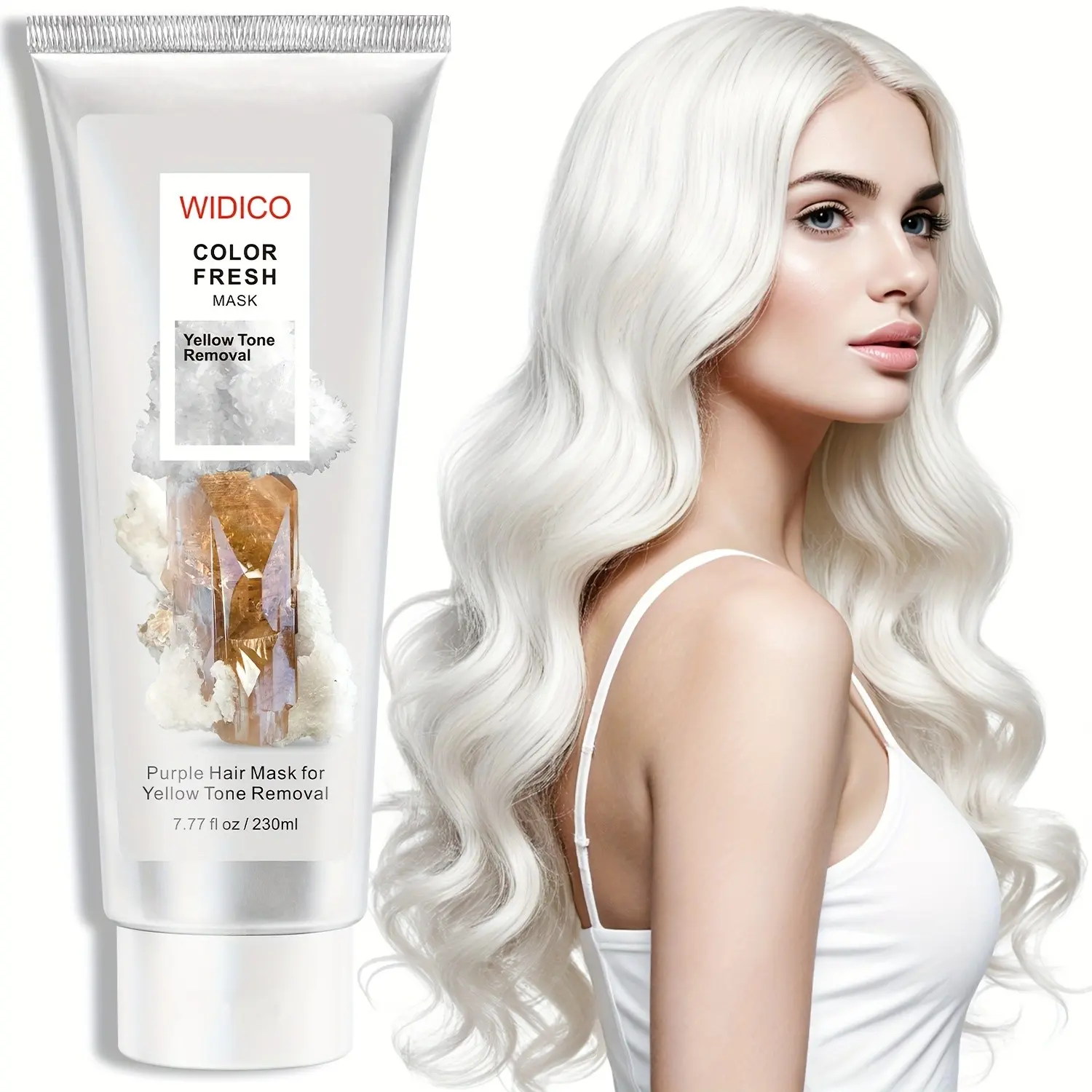 230ML Silver Color Hair Dye Conditioner, Removes Yellow Tone, Long-Lasting, Plant-Based Formula with Hyaluronic Acid, Suitable for All Hair Types, Nourishes Damaged Hair