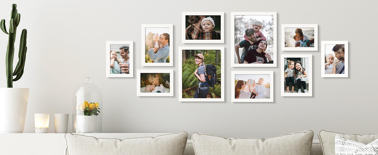 10 Pack Picture Frames Collage Wall Decor for Mounting or Tabletop Display, Photo Gallery Frame Set for Family, Multi Sizes Including 8x10, 5x7, 4x6, Black