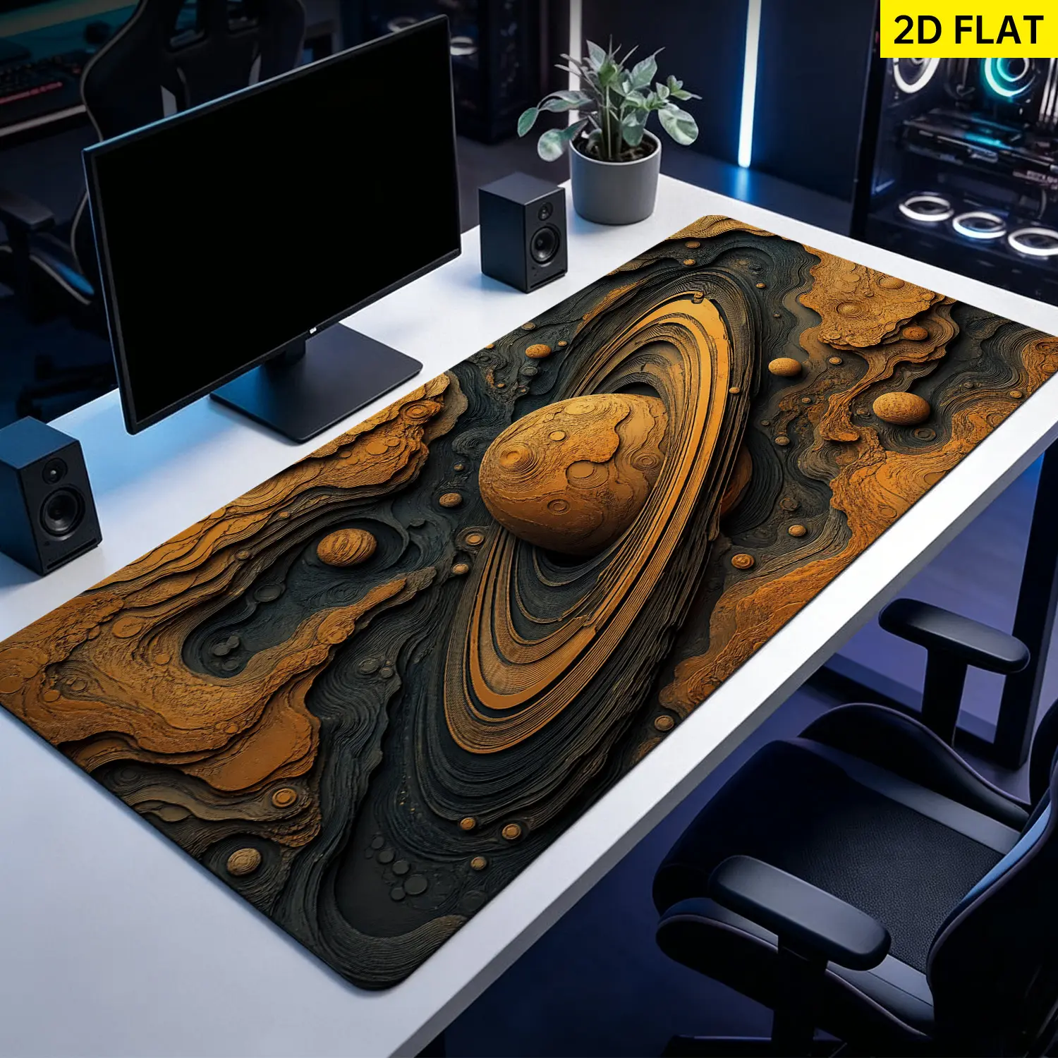 Extra Large Saturn Planet Galaxy Space Art Mouse Pad,Non Slip Rubber Pad,Desktop Decoration Drotection Pad,Washable,Lock Edge Multi Size,Premium Multipurpose Mousepad For Office,Gaming Desk,Gift for Family and Friends