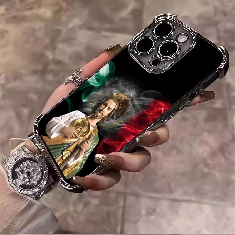 St. Jude Pattern Shockproof Phone Case For iPhone Compatible with iPhone 11, 12, 13, 14, 15, 16, 17 Series, Samsung Galaxy S21, S22, S23, S24, S25, S26,Trendy and Protective Case for Every Style