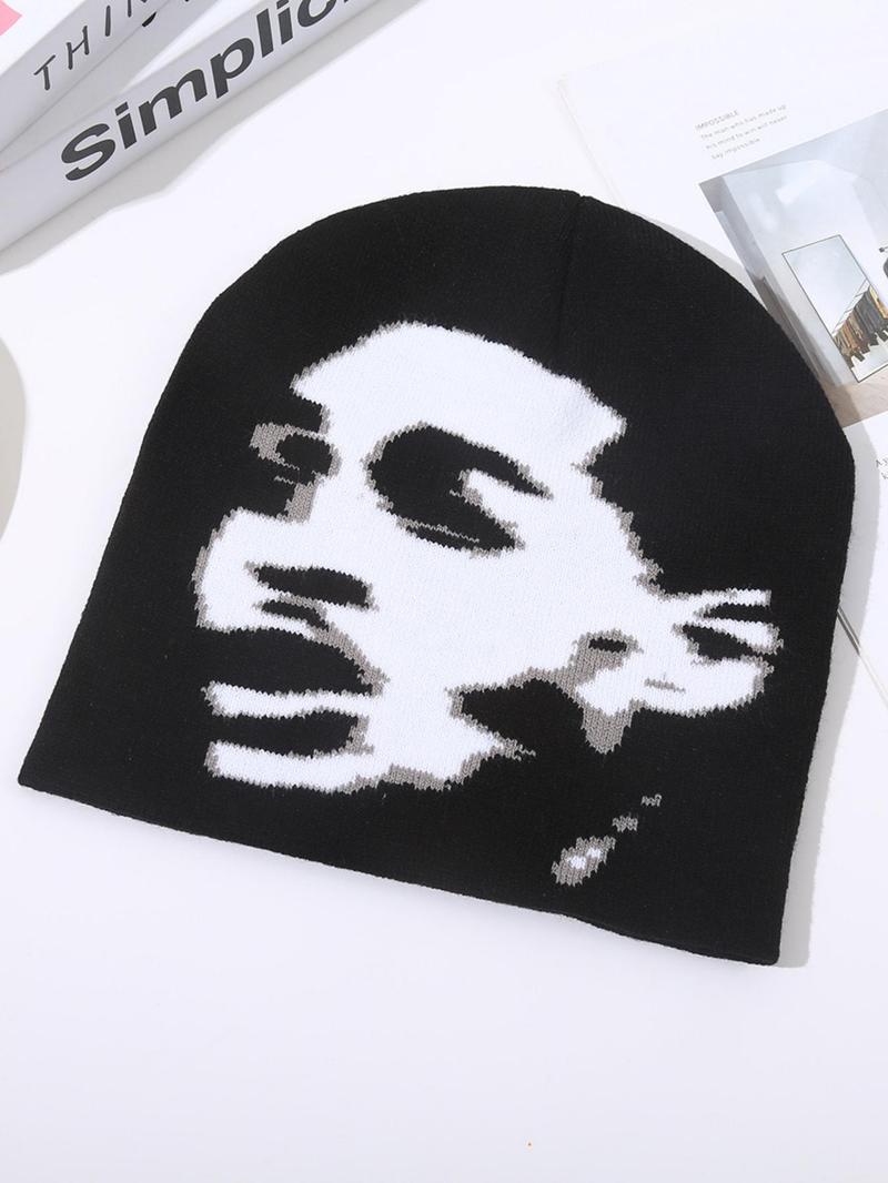 Unisex Colorblock Knitted Beanie Fitted Hat, Casual Outdoor Cycling Beanie Hat for Fall & Winter, Fashion Accessories for Men & Women