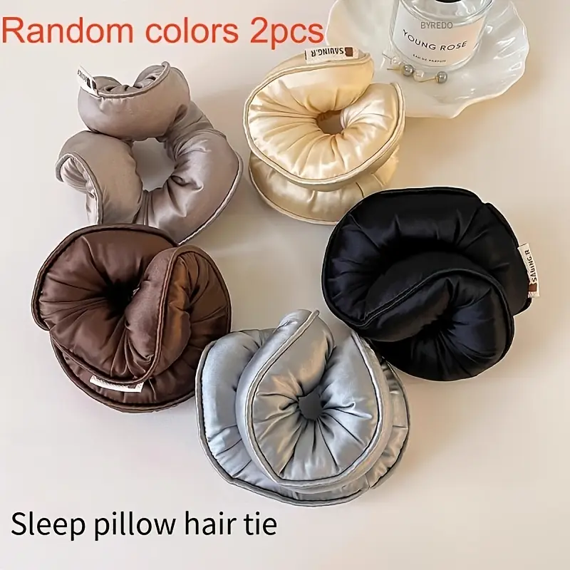 Ultra-smooth silky hair set with 2 random-color headbands & 3D thick big scrunchies. Breathable soft fabric secures buns and ponytails without slipping, painless hair accessories for sleeping, mask and makeup removing.