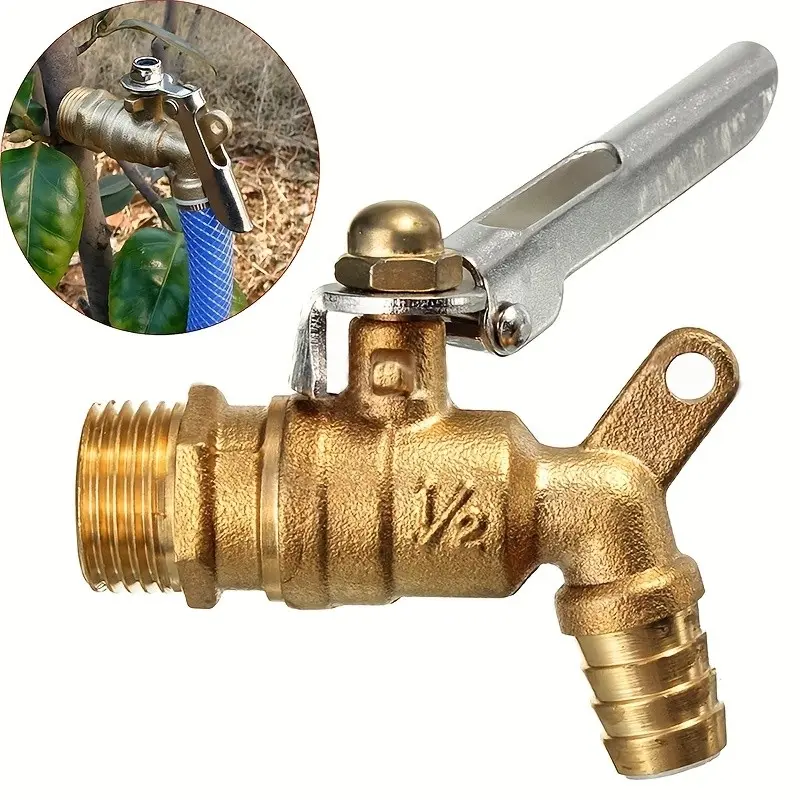 1Pc Outdoor Garden 1/2" 2cm Thread Diameter Lockable Faucet Locked Brass Water Tap (Without Lock)