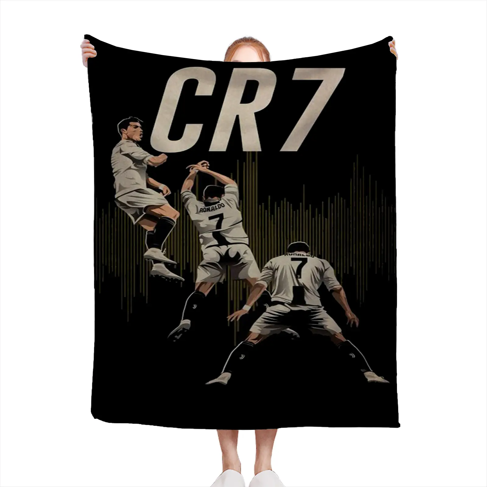 Soft Texture CR7 Soccer Player Digital Print Polyester Throw Blanket - Classic, Soft Cozy, Year-Round Use for Living Room, Bedroom, Football Fans - Room Decor, House Decor Gift 2607230470, Home