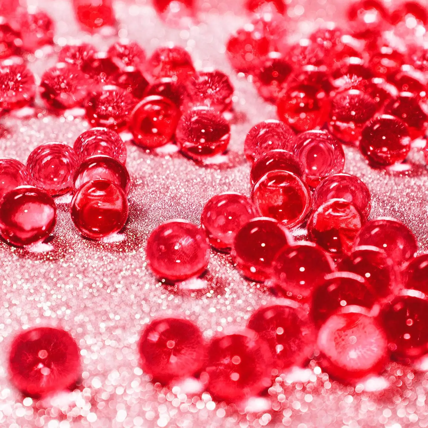10000-Count Safe Polymer Water Gel Vase Filler Beads, 2-2.5 mm Diameter Expandable Round Water-Absorbent Crystals for Indoor Plant, Plant Decor & Wedding Centerpiece Decoration (Red)