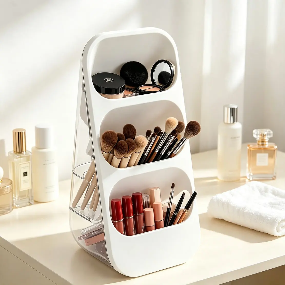 High-End Desktop Makeup Organizer, Multi-Layer Cosmetic Storage Box, Large Capacity Vanity Shelf, Beauty Brush & Lipstick Sorter