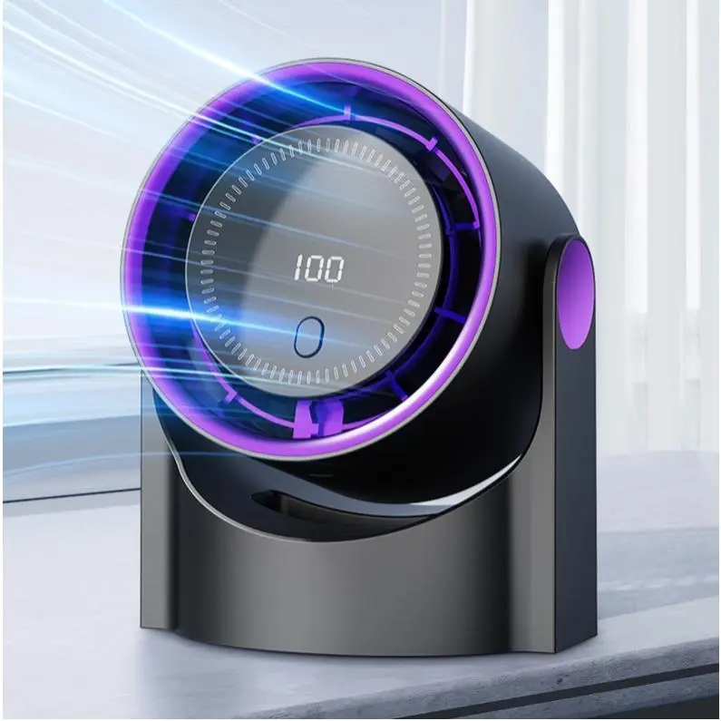 Digital Display Bladeless Turbo Circulation Fan USB Rechargeable Dual Use Wall & Desktop Cooling Fan For Office Indoor Space