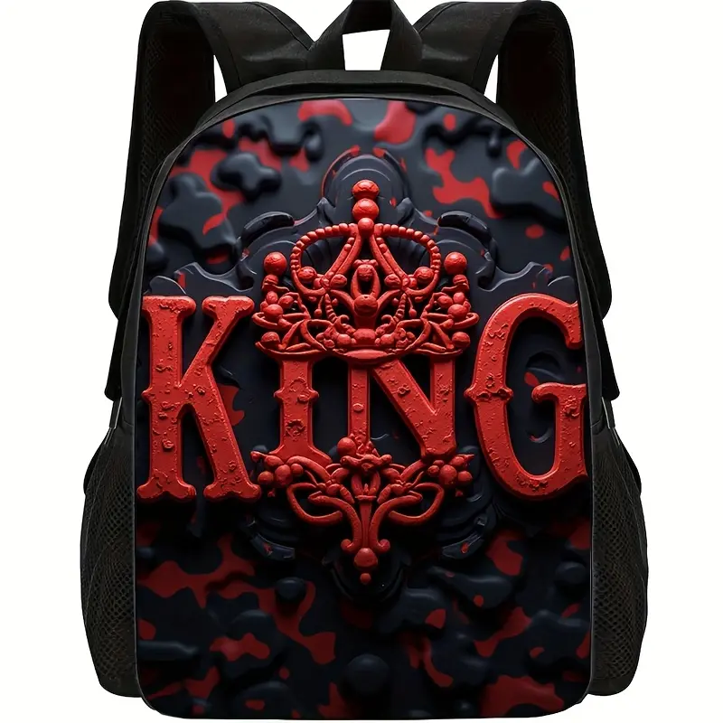 Summer printed men's and women's backpacks, featuring bright red and black color blocks, stylish and practical, suitable for students and young professionals, casual everyday backpacks |   backpacks, Valentine's Day gifts bookbag