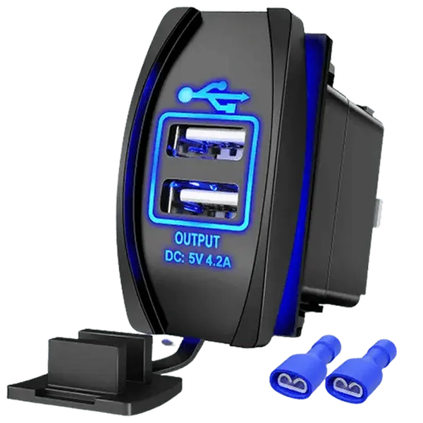 Nilight Rocker Switch Style 5V 4.2A Dual USB Charger - Charging Solution, Dual-Port Multi-Device, Multi-Port High Power, Super Fast Charging, USB-Powered Charger for Smartphones, Electronic Mobile Devices, Dual-Port Multi-Device Chargers