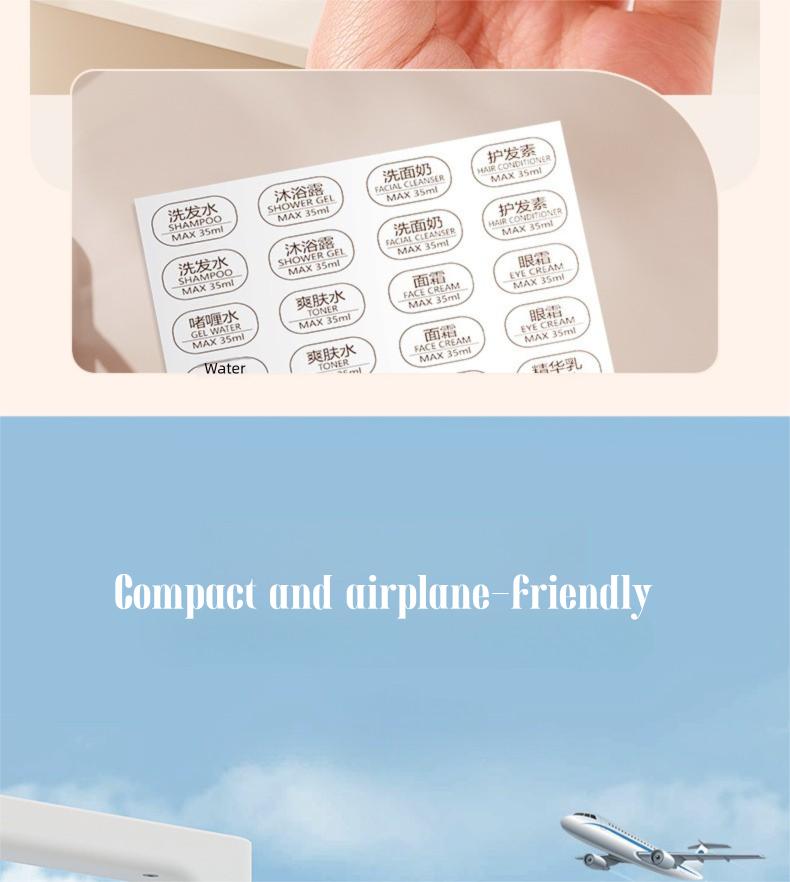 4-in-1 Travel Dispenser Bottle for Toiletries Portable Cosmetic Shampoo Storage Lotion Compact Plastic Container Wholesale Easy Press Smooth Flow