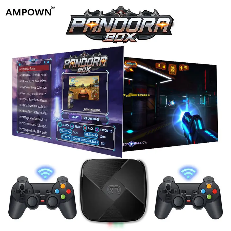 AMPOWN i3 2026 New 4K Android TV Game Console Dual Wireless Controllers 10000+ Games