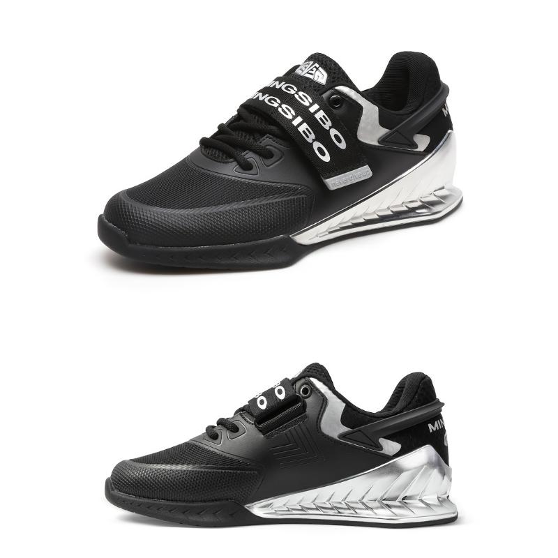 Professional weightlifting shoes crafted for heavy-duty lifting and high-intensity functional training, featuring sturdy anti-slip rubber soles that deliver excellent stability for men’s deep squat movements.