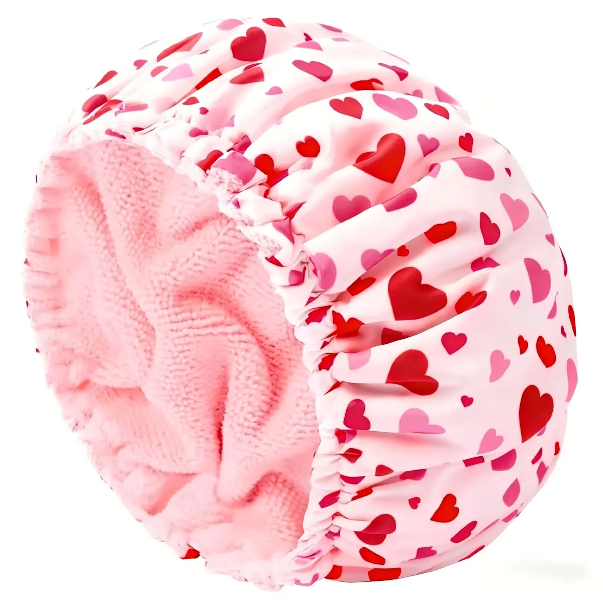 1/2/3 Pack, Double Bath Towel Material Lining, Solid Color Non-Slip Shower Cap, Plastic Reusable Shower Cap, Elastic Bath Hair Cap, Ladies Spa Salon Washable Elastic Shower Cap, Long Hair Braid Gift, Elderly Parents' Favorite, Pink