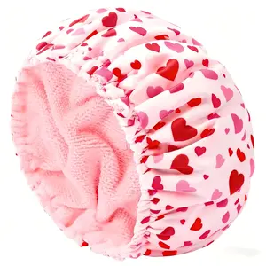 1/2/3 Pack, Double Bath Towel Material Lining, Solid Color Non-Slip Shower Cap, Plastic Reusable Shower Cap, Elastic Bath Hair Cap, Ladies Spa Salon Washable Elastic Shower Cap, Long Hair Braid Gift, Elderly Parents' Favorite, Pink