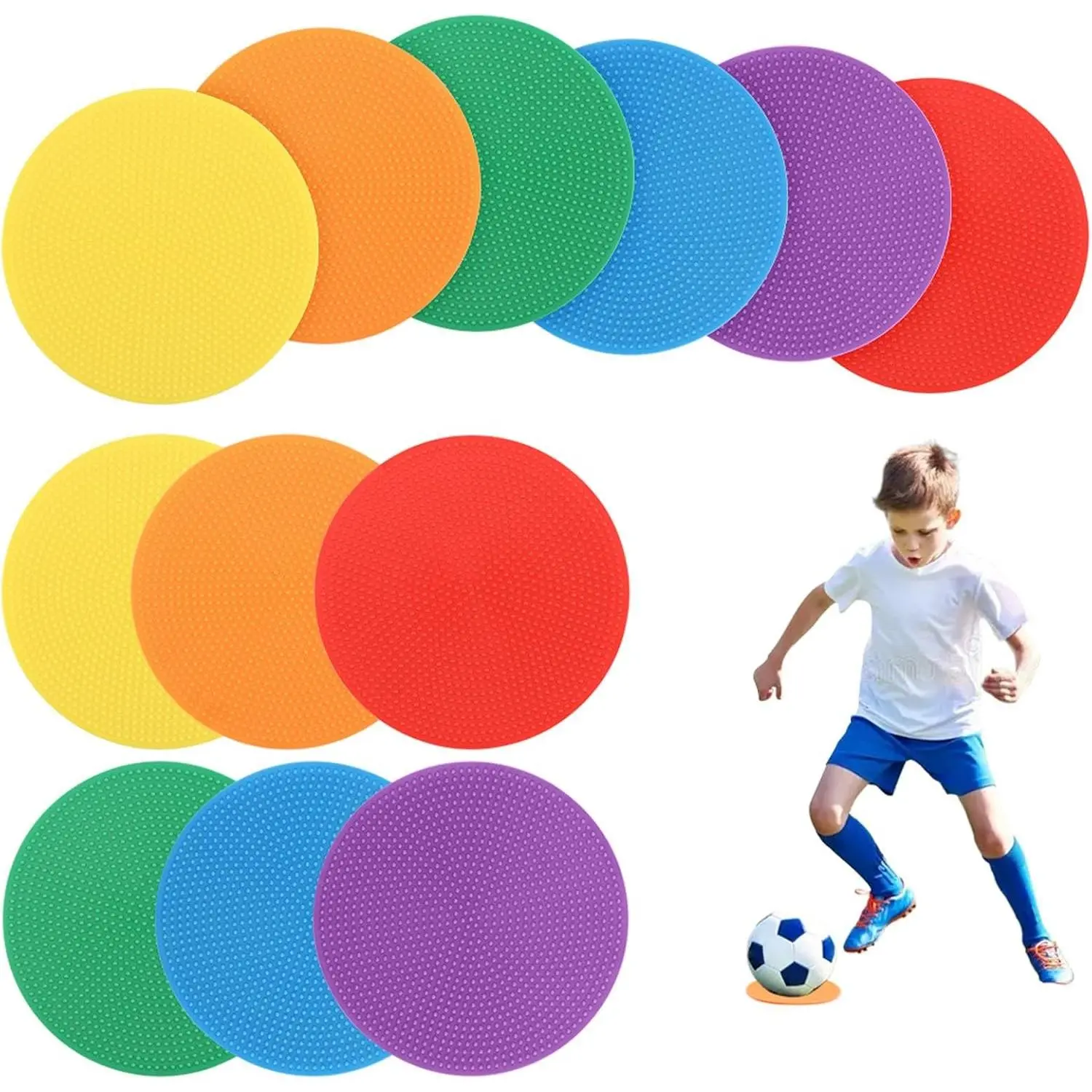 12 count 4inch Non-Slip Spot Marker, Poly Spot Markers for Agility Dot for Gym/PE , Rubber Circles Multiple Color  Markers for  Speed