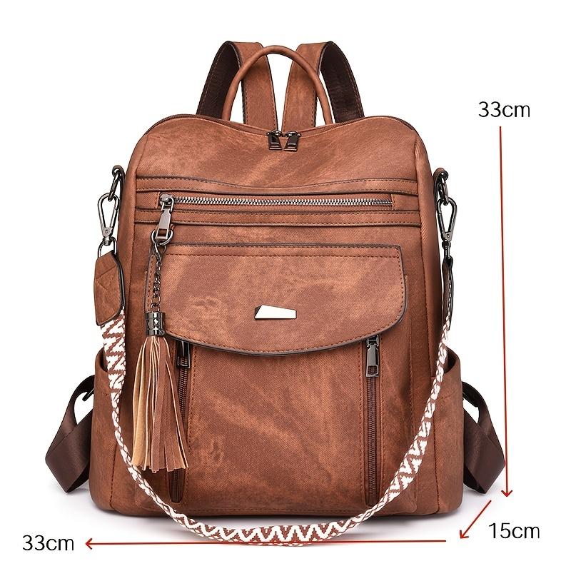【QUAWUJIE】Designer Backpack Purse Large Leather Daily Use Bag Waterproof Work Travel for Women Girls