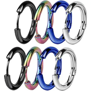 Titanium Steel Loop Earrings Set for Men Women Huggie Hoop Cartilage  18G