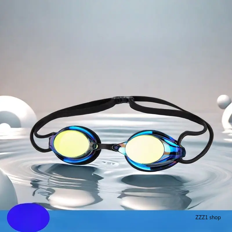 HD Anti-Fog Racing Swim Goggles - Mirrored Coated Lenses with Silicone Seal, Wide Vision Professional Competition Goggles for Adult Men Women, Perfect for Training, Pool & Open Wate