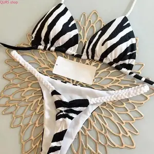 Women New Split Print Two-Piece Bikini Set, Fashion G-String Bathing Suit, Trendy Summer Swimwear Outfit, Stylish Lightweight Beach Wear Perfect For Pool Days And Tropical Summer Vacation Trips